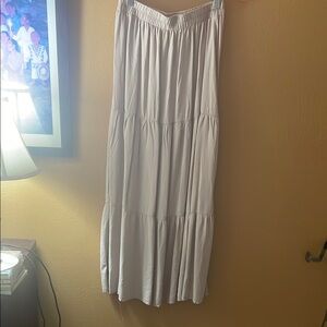 Tan  Pleated Tiered Maxi Skirt for Casual Resort Wear